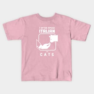 Funny Italian hand gesture and a cat Kids T-Shirt